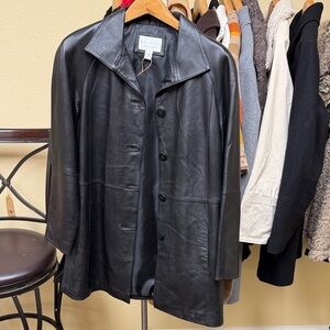 Worthington Black Leather Button-Front Jacket